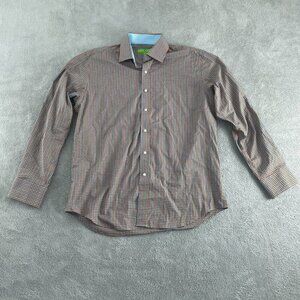 Mens Bristol & Bull L Long Sleeve Plaid Shirt Orange/Blue 4488